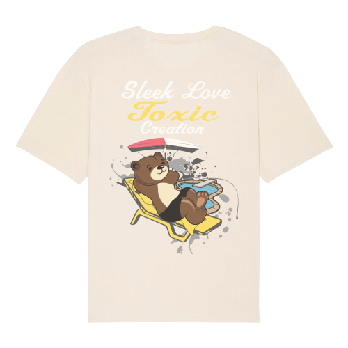 Beiges Oversized T-Shirt Bearlax von SLTC Streetwear Rückseite